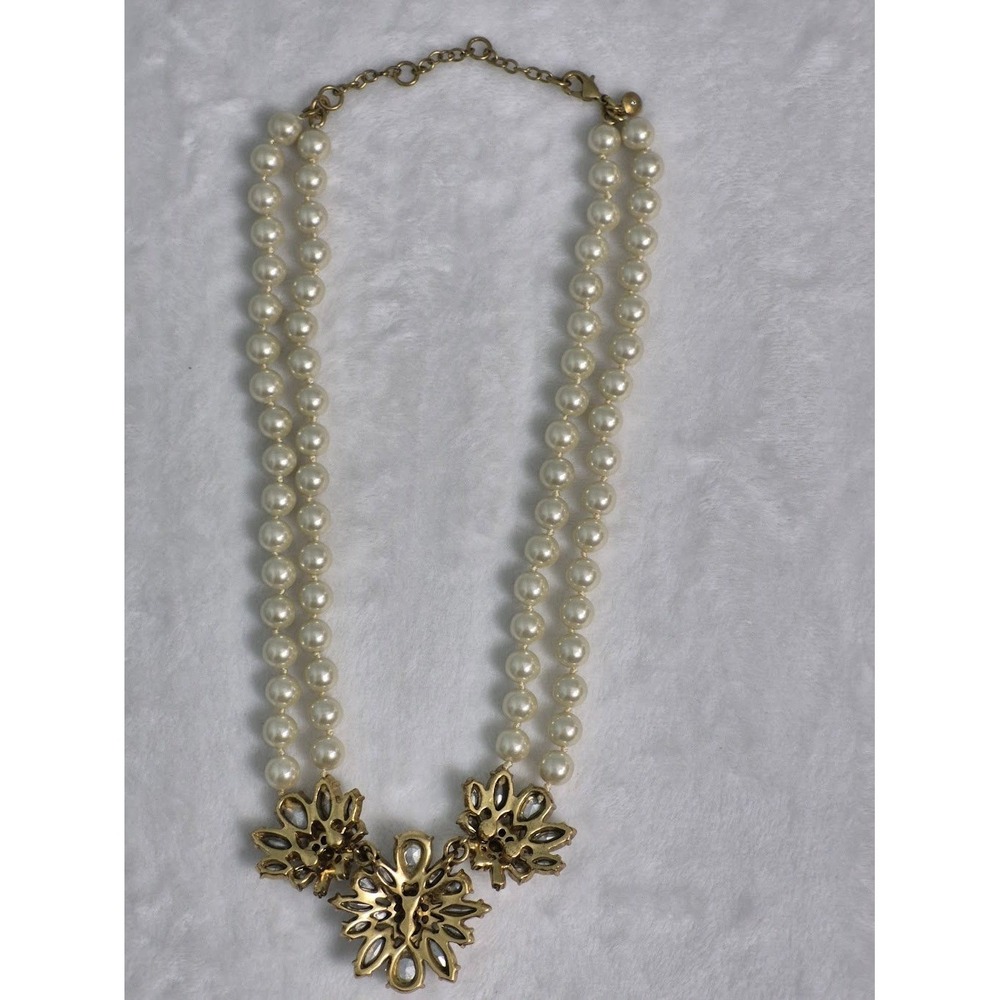 Necklace J. Crew Cream Gem Pearl Double Strand Statement Jewelry - Picture 7 of 16